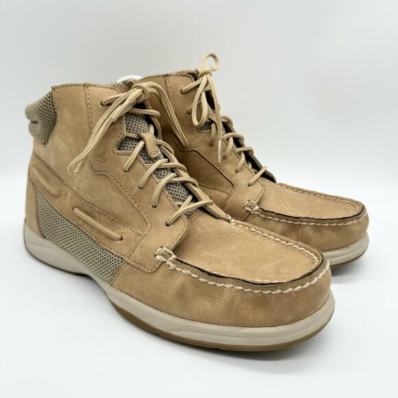 Sperry Top-Sider Women's Langley Lace Up Ankle Boots Linen/Tan Size 9 Nautical - Picture 1 of 10